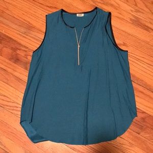 L’AGENCE Teal Blue Sleeveless Blouse w/ Zipper
